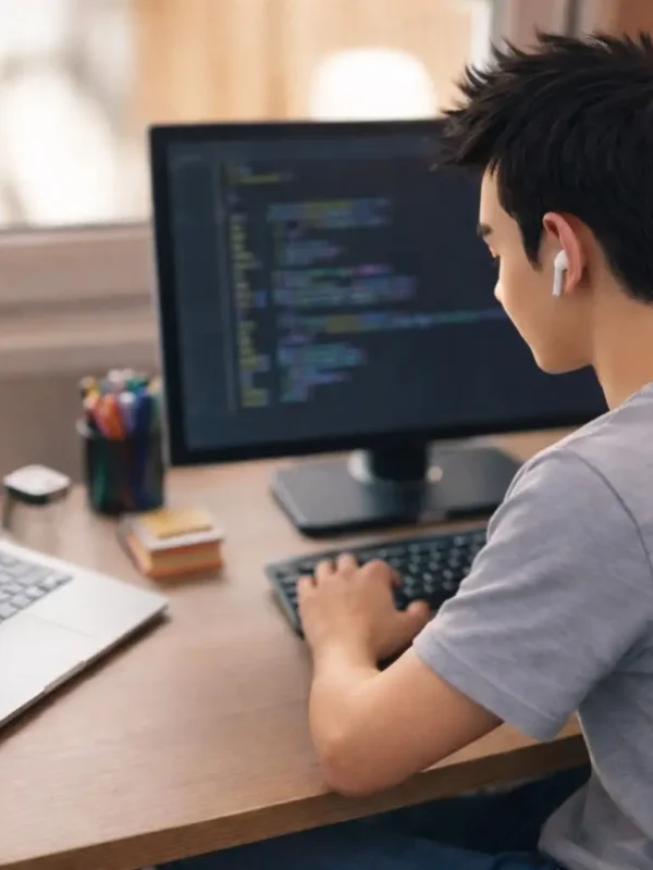 Coding in focus at the desk
